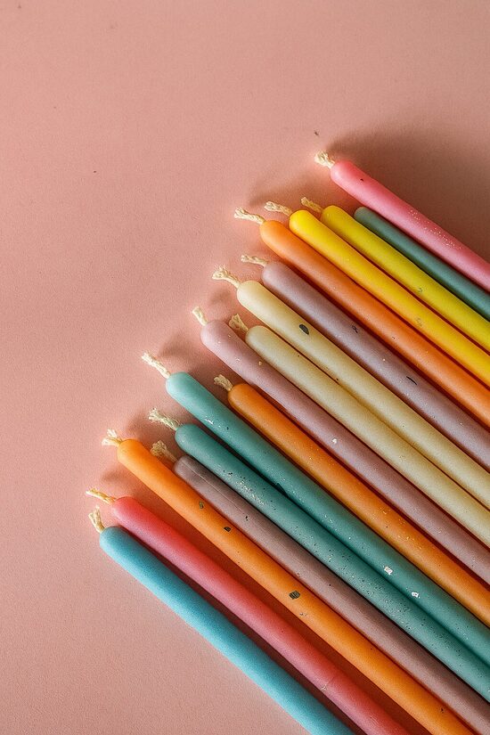 Beeswax candles for cakes and cupcakes, 10cm (Pastel mix)